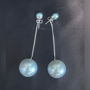 Salvatore Ferragamo Dangling Disco Ball Earrings Gray